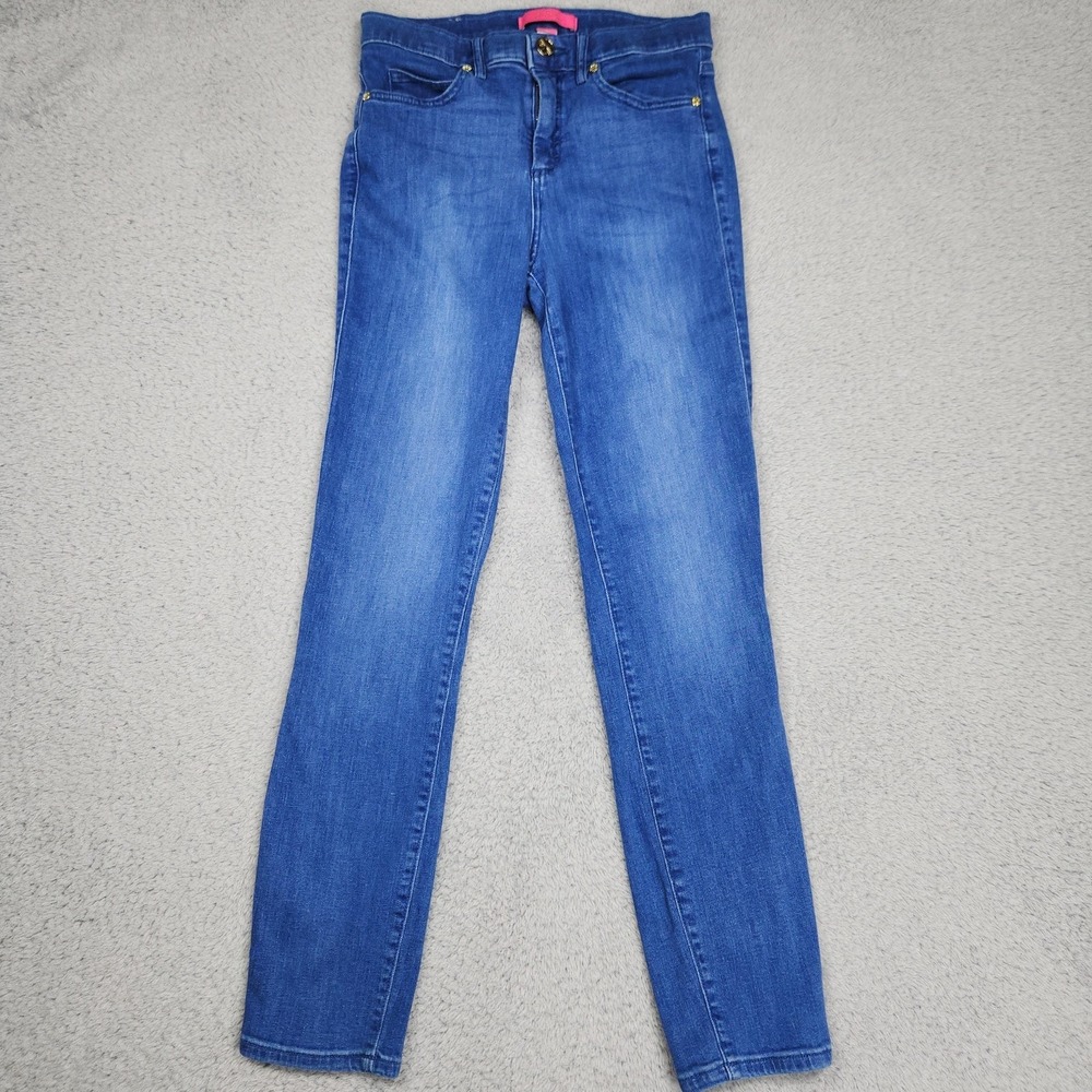 Lilly Pulitzer Jeans Womens 4 Blue Medium Wash Mid Rise Skinny Stretch Denim